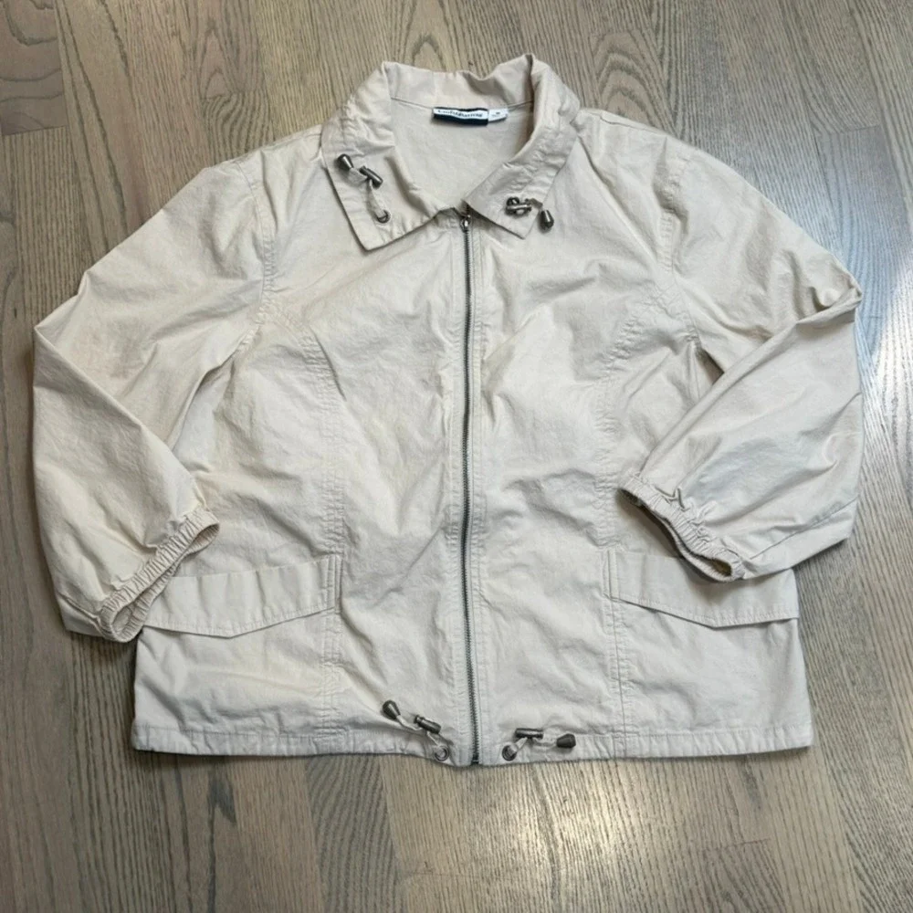 Croft‎ & Barrow Beige Utility Jacket Drawstring Waist Collared Size M